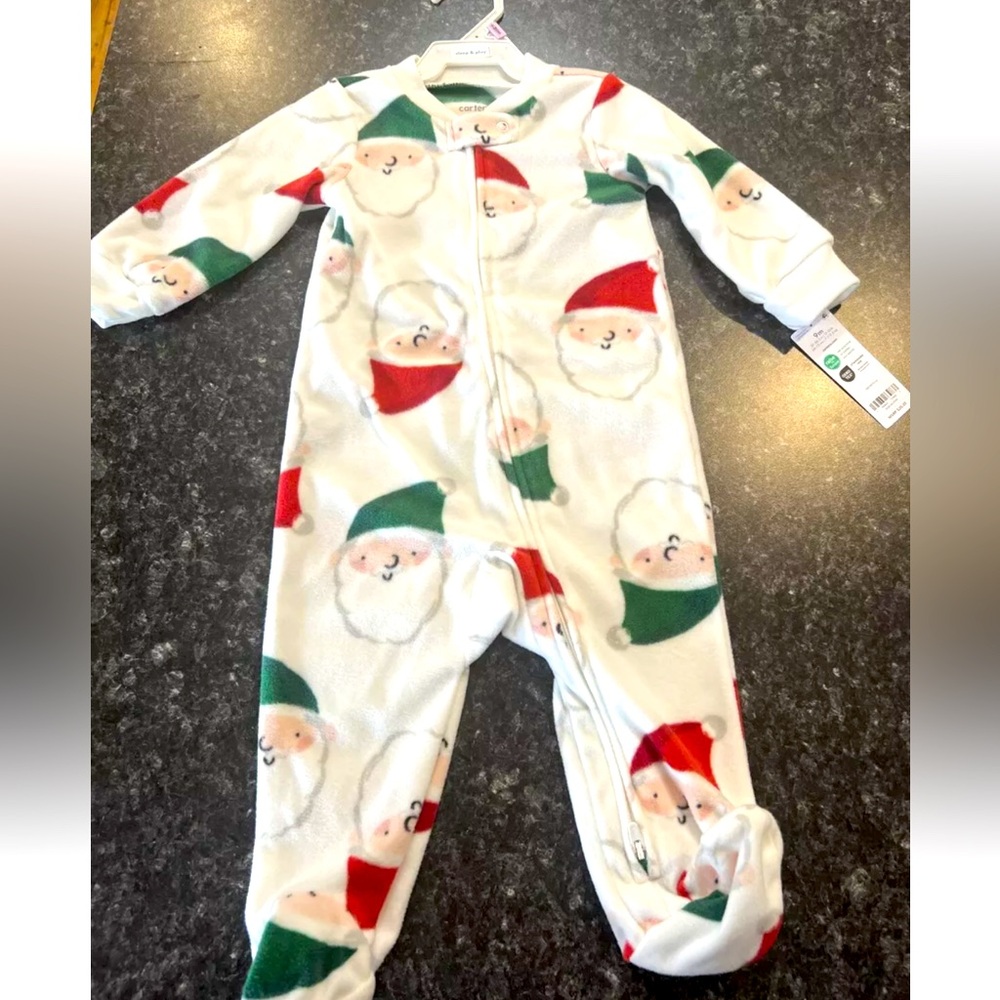Carters Baby Santa Pajama‎ One Piece Size 9 Mo Christmas